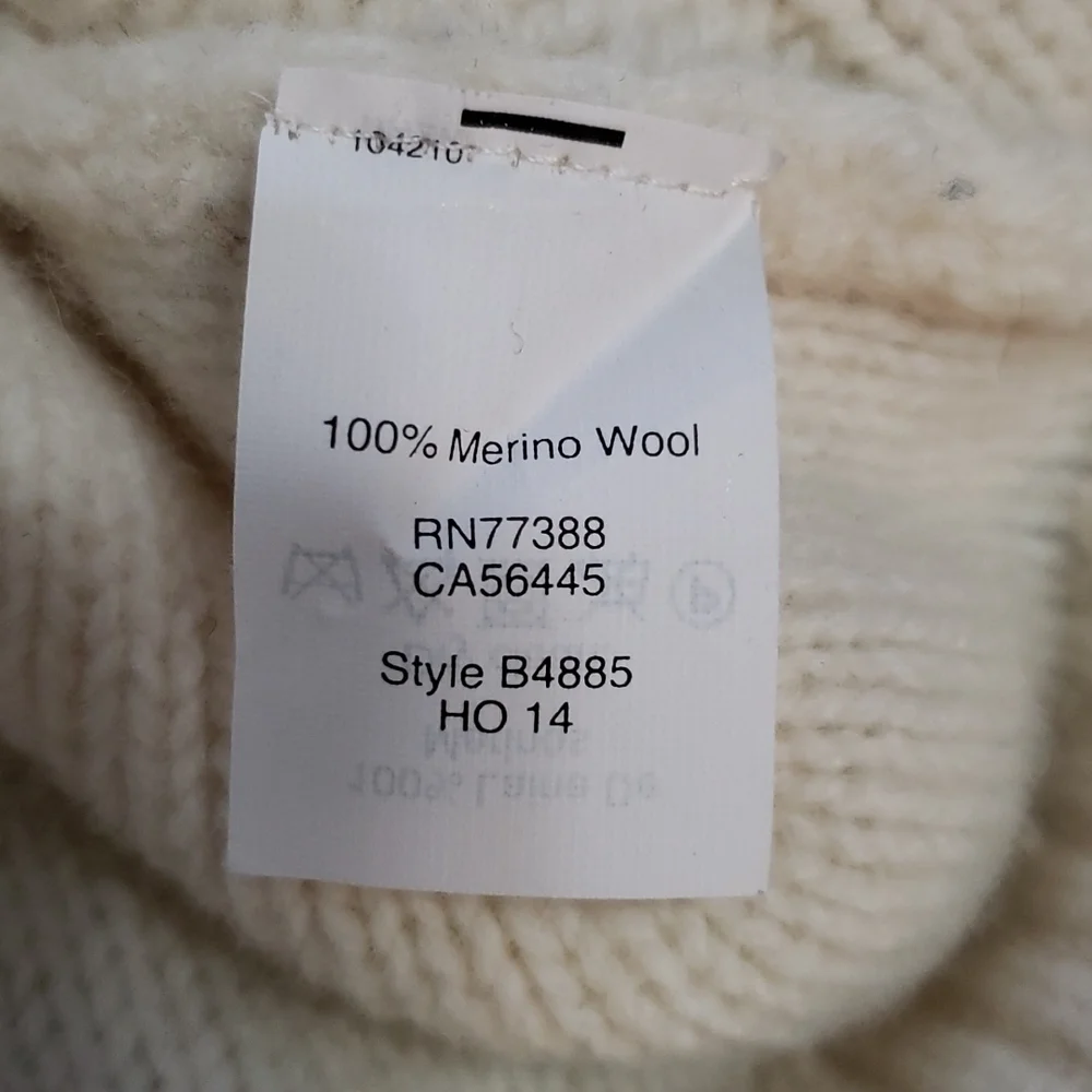 Madewell Women Cream Chevron Merino Knit Crop Long Sleeve Pullover Size S